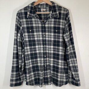 Faherty Legend Sweater Shirt Navy Plaid Size L Button Up Outdoor Cabincore